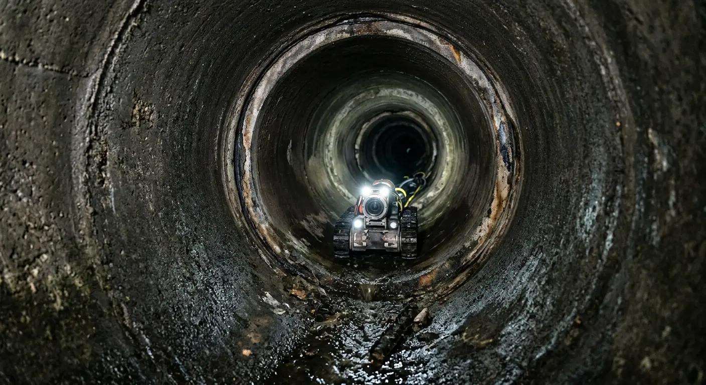 Robotic sewer camera inspecting pipe interior for Sewer Line Repair in Lyndon